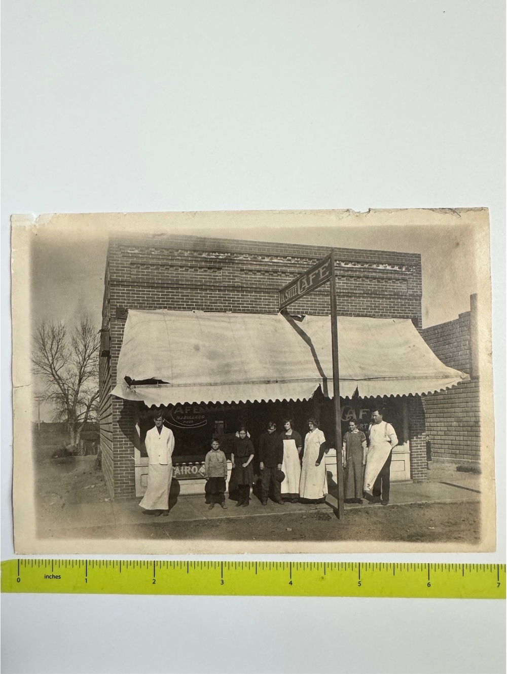 Vintage Black and White Photo of Cafe with Staff and Customers - Occupational